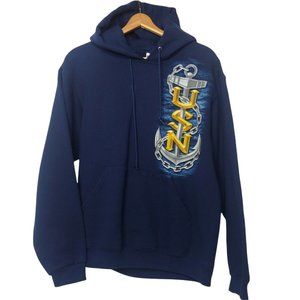 United States Navy The Sea Is Ours Mens M Sweatshirt Hooded Blue Anchor Logo